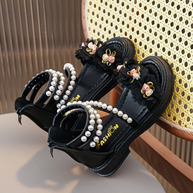 Versatile Girl's Princess Flower Sandals Pearl Children