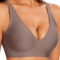 Soutien-gorge sans couture en soie glacée, sans armatures, froncé, push-up, confortable, grande taille, dos nu, en coton, pour jeunes femmes 4