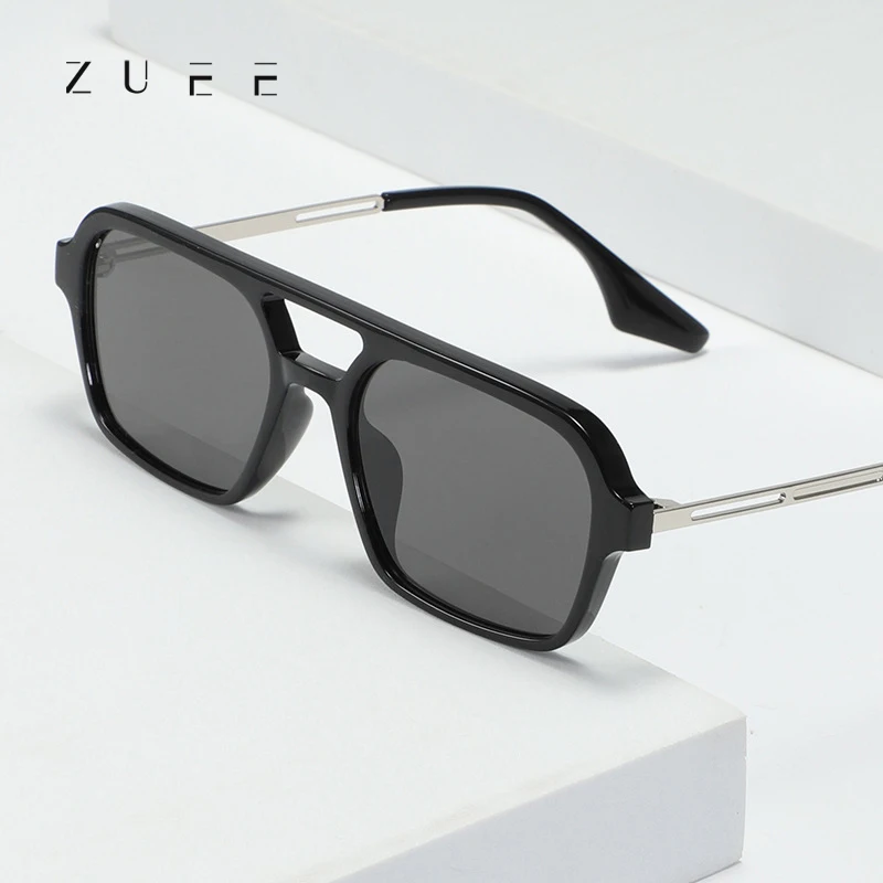 

ZUEE Retro Double Bridges Women Sunglasses Fashion Pink Gradient Eyewear Trending Hollow Leopard Blue Sun Glasses Men Shades
