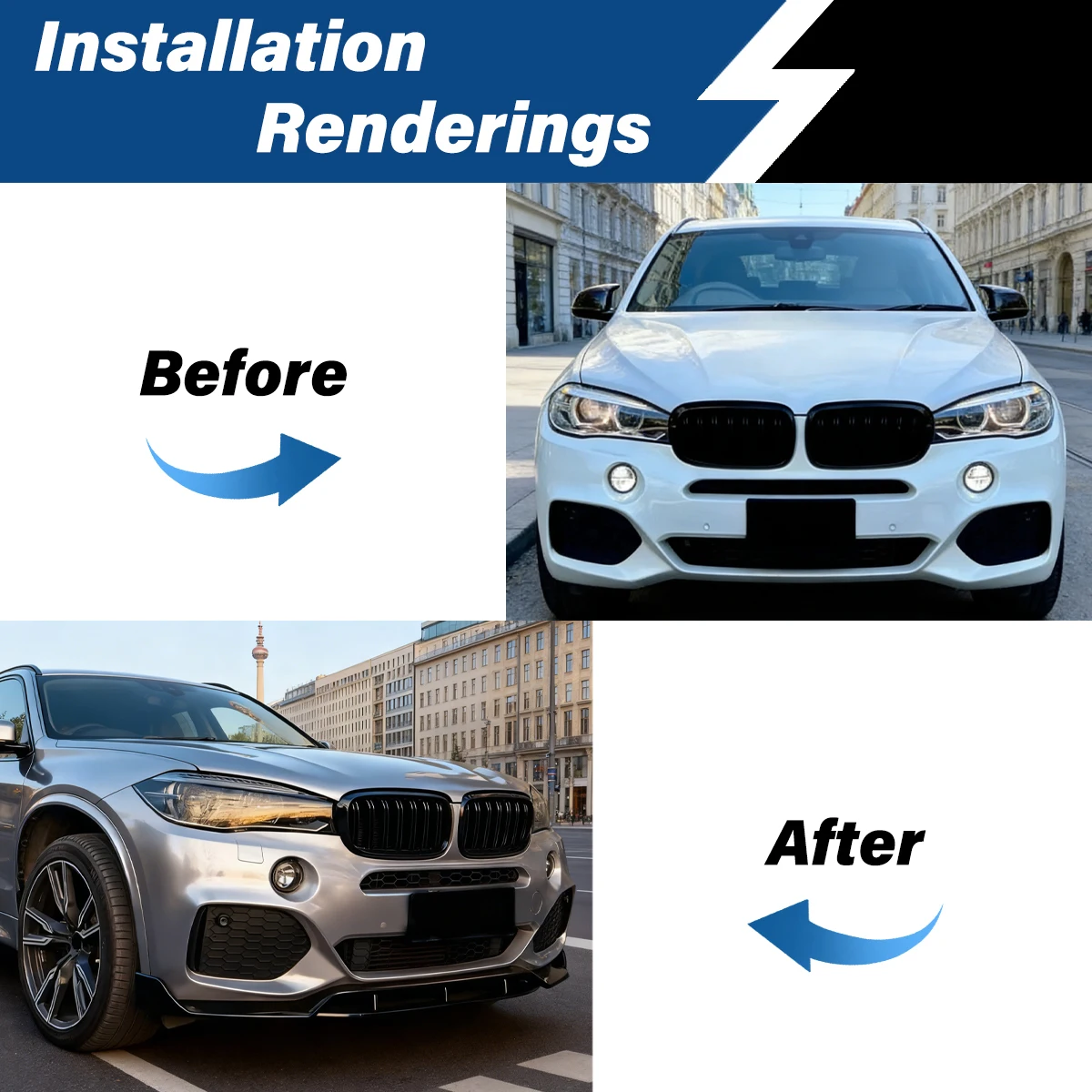 BMW X6 F16 M 스포츠 M50i M50d 2014 2015 2016 2017 2018 2019 프론트 범퍼 스포일러 립 레이싱 스플리터 바디 개조 키트