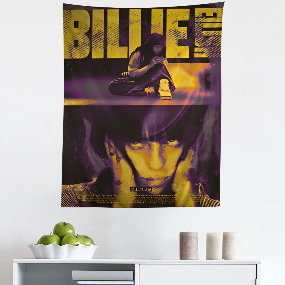 B-Billie E-Eilish Tapestry Art Printing Japanese Wall Tapestry Anime Wall Hanging Home Decor tapestry decor anime wall decor