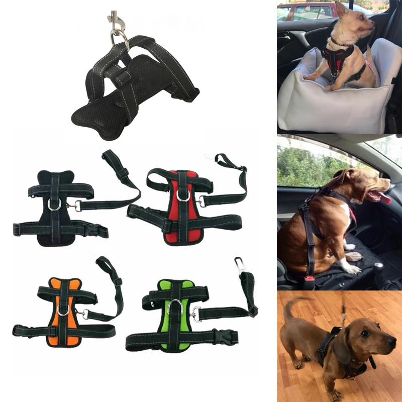 Car Dog Safety Chest Seat Belt Harness Adjustable Vehicle Breathable
