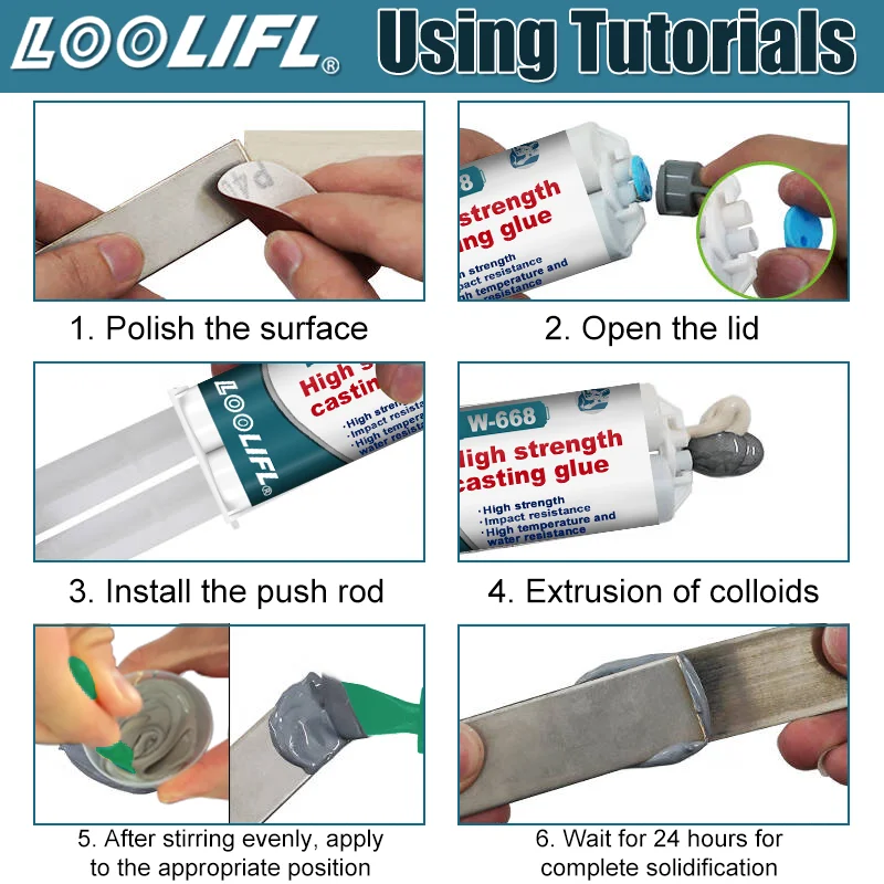 LOOLIFL Metal repair glue high strength adhesive sealant weld metal glue strong heat resistance casting AB glue. 5