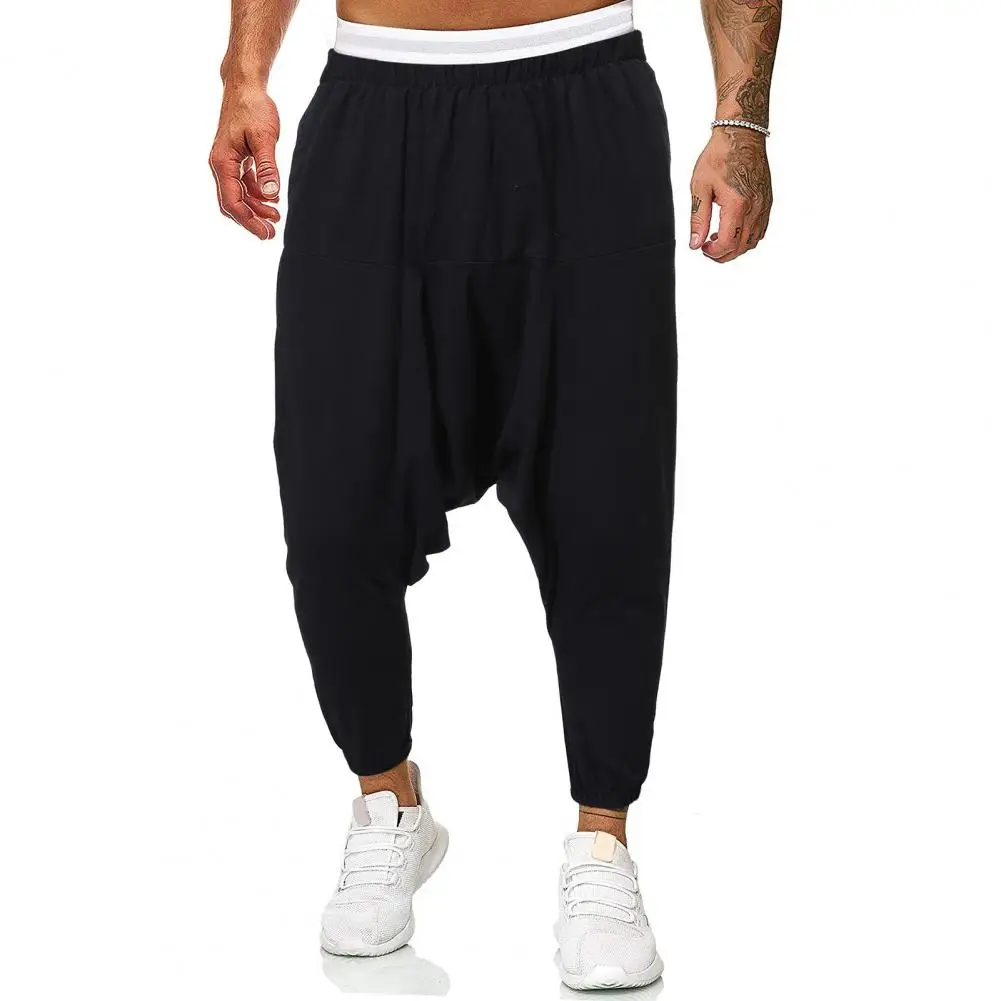 Description Picture 5 of itemCool Men Trousers Oversized Elastic Waist Pleated Deep Crotch Men Sweatpants  Cross Pants Sport