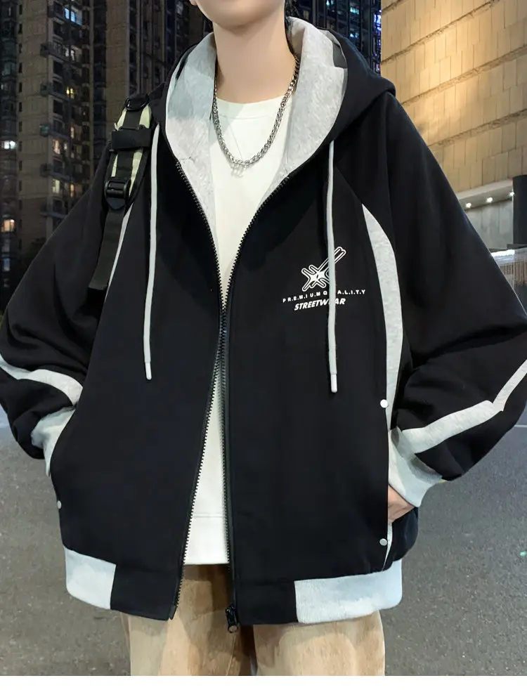 Mode männer Mit Kapuze Jacken Jugend Frühling Herbst Streetwear Lose Beiläufige Baumwolle Mantel Outdoor Plus Größe M-5XL Top Hoodie Kleidung – Detail 11