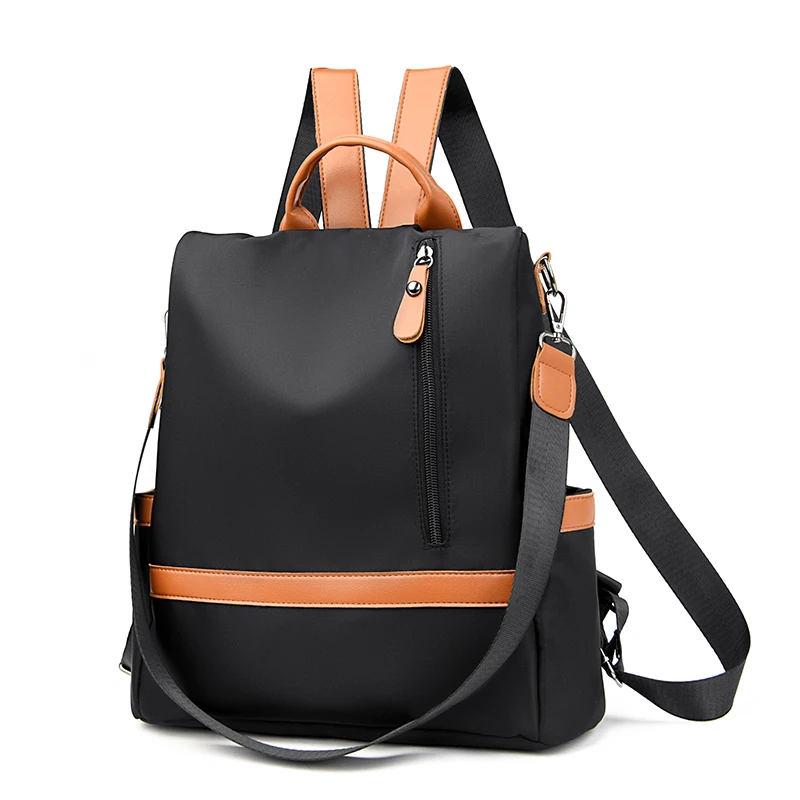 Women's fashionable black Oxford backpack, a versatile and spacious day bag suitable for travel, school or leisure outings, trav