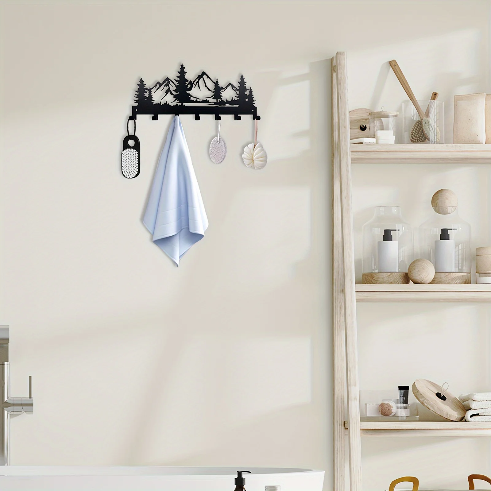 Fashionable Metal Key Hook Rack - Easy Install Wall Mount Organizer for Keys, Coats, Towels and Purses - Bathroom Accessory 6