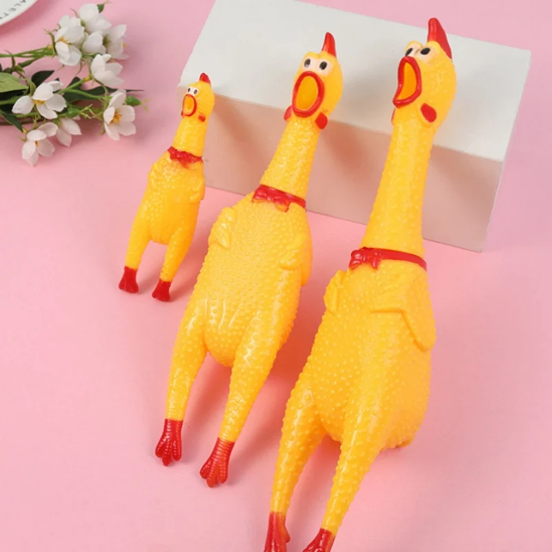 New Pets Dog Chew 16/30/39 cm Squeak Toys Screaming Chicken Squeeze Rubber Sound Dog Toy Durable Funny Yellow Vent Chicken 6