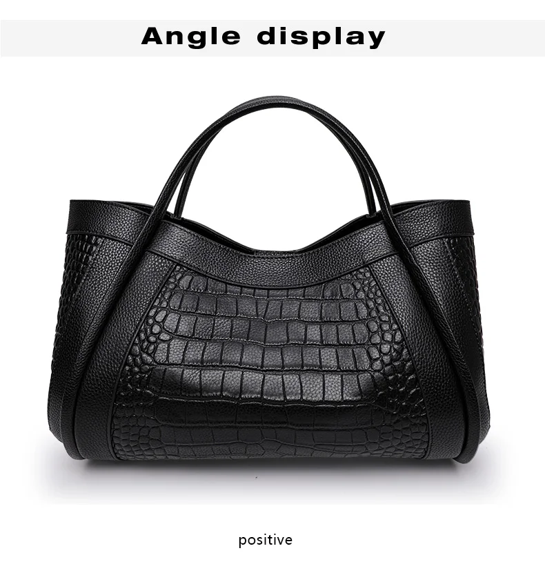 Aidrani New Women's Crocodile Pattern Handbag Simple and Elegant High Quality Cowhide Mother and Child Bag