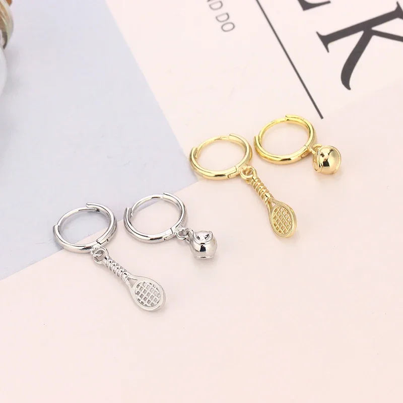 New Fashion Asymmetry  Racket and Tennis  Pendants Drop Ear Ring Ohrringe Piercing Pendiente Hoop Earring for Women Jewerly