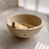 D15xH7.5CM Hemisphere Beige Travertine Natural Stone Incense Burner Bowl Home Soft Furnishing Ornament Home Decorative objects 1