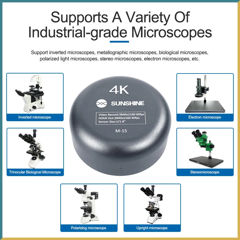 

SUNSHINE Microscope HD Electronic Camera M-15 HDMI 4K Camera/60fps Original Sony Chip/8.42 Million Ultra-High-Definition Pixels