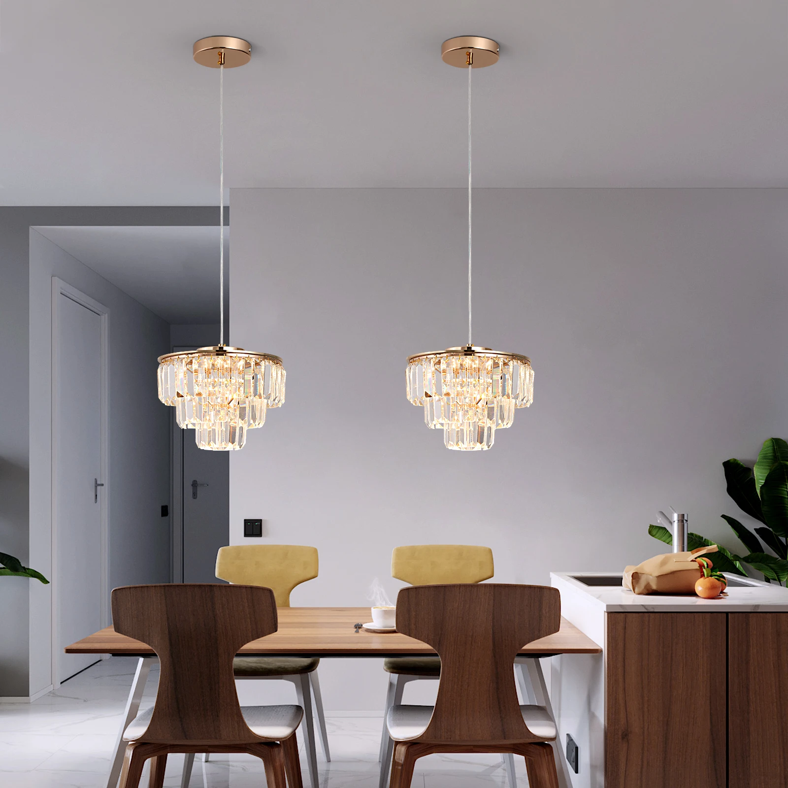 Moderne Kristall Led Anhänger Licht Luxus Kronleuchter Unterputz Decke Lampe Leuchte Schlafzimmer Wohnzimmer Küche Insel Glanz – Detail 5