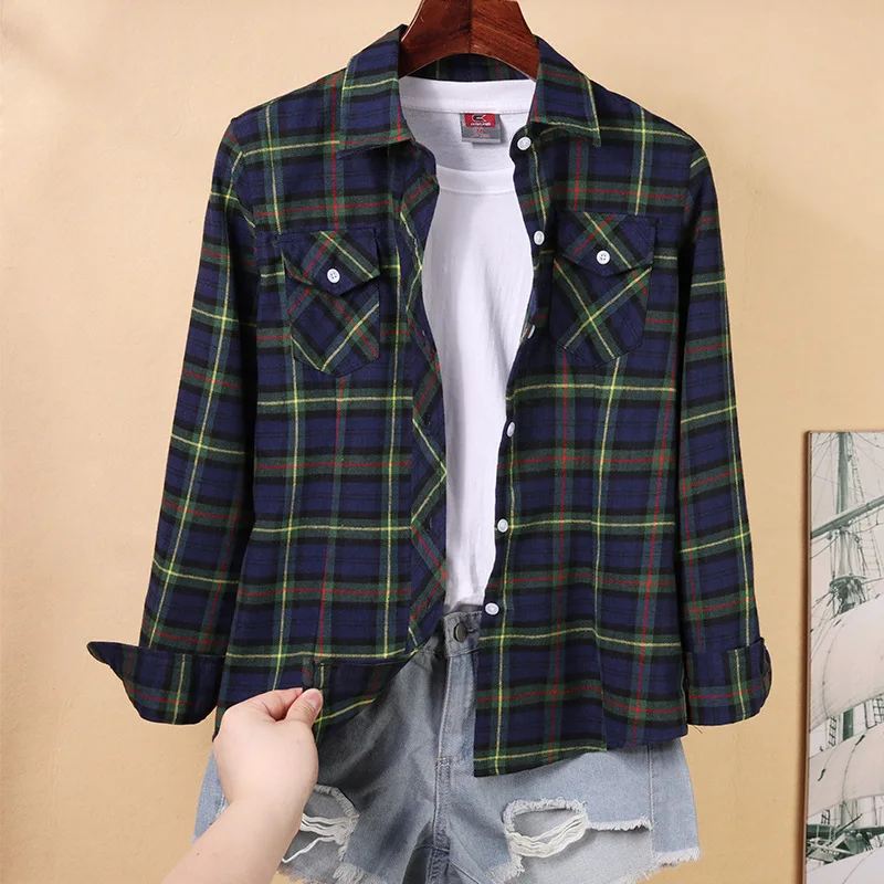 Camicia In Flanella A Quadri Oversize Da Donna - Maniche Lunghe, Con Tasca, Look Casual Autunno Inverno