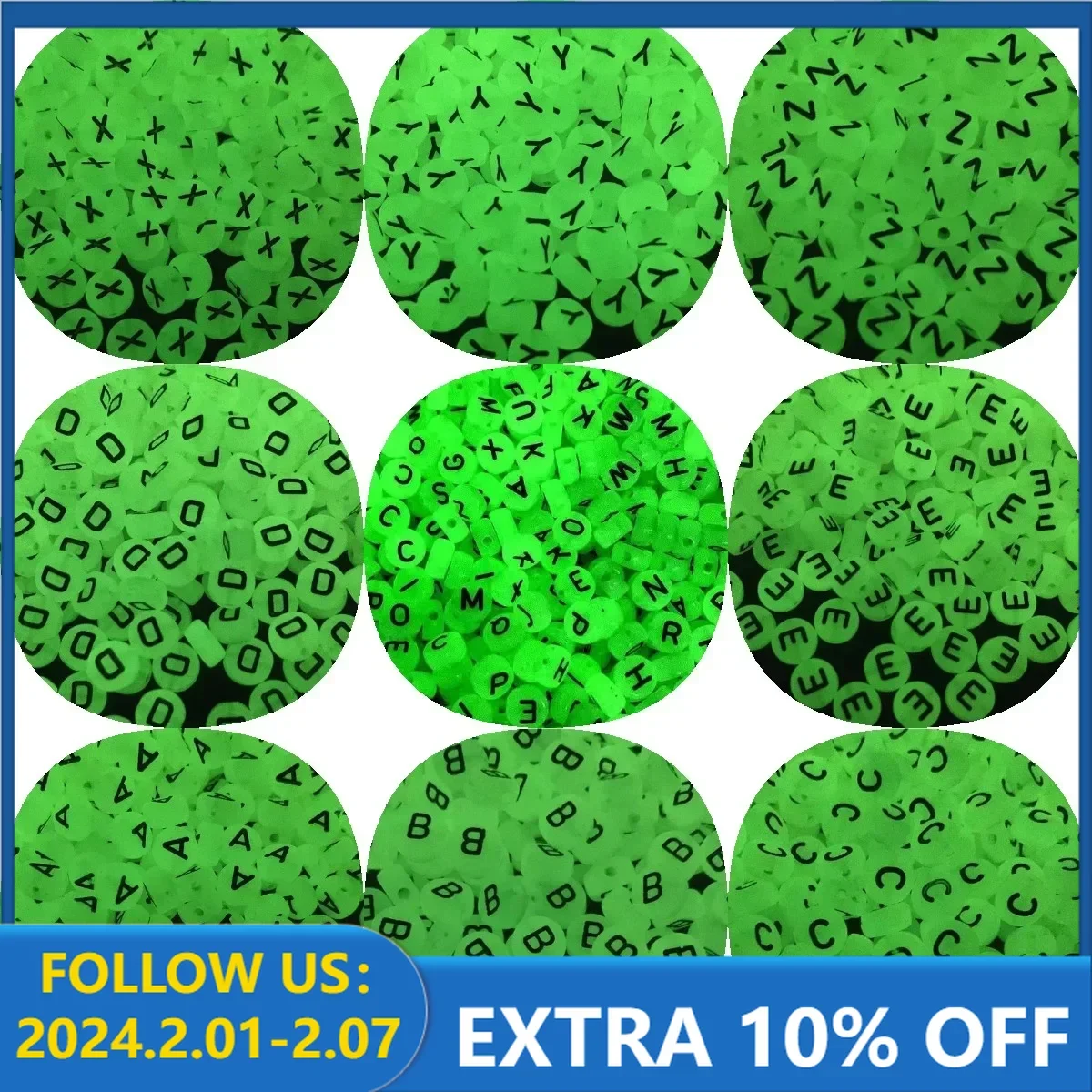

100Pcs/Lot 4x7mm Luminous 26 Letter Beads Acrylic Loose Spaced Beads for Jewelry Making DIY Charms Bracelet Necklace Accessories