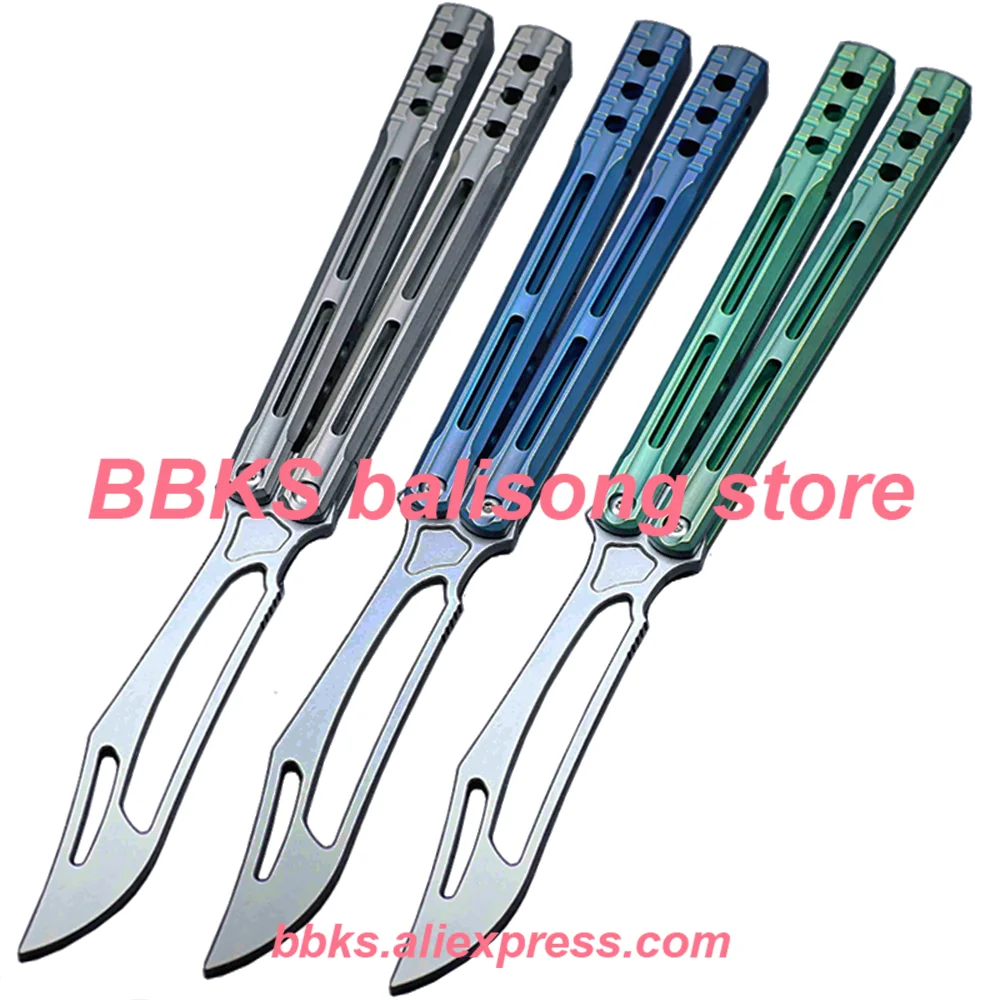 Theone JK Orca Clone Channel Titanium Handle Balisong Trainer Butterfly Trainer Knife Outdoor 