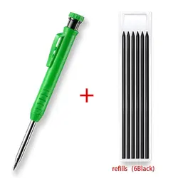 Heavy-Duty Carpenter Pencil with Refill Lead & Built-in Sharpener for Precision Woodworking (Single Pen Refill5)
