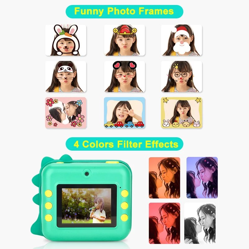 Children Instant Camera Print Camera For Kids 1080P Video Photo Digital With Print Paper Birthday Gifts For kids Girl Boy