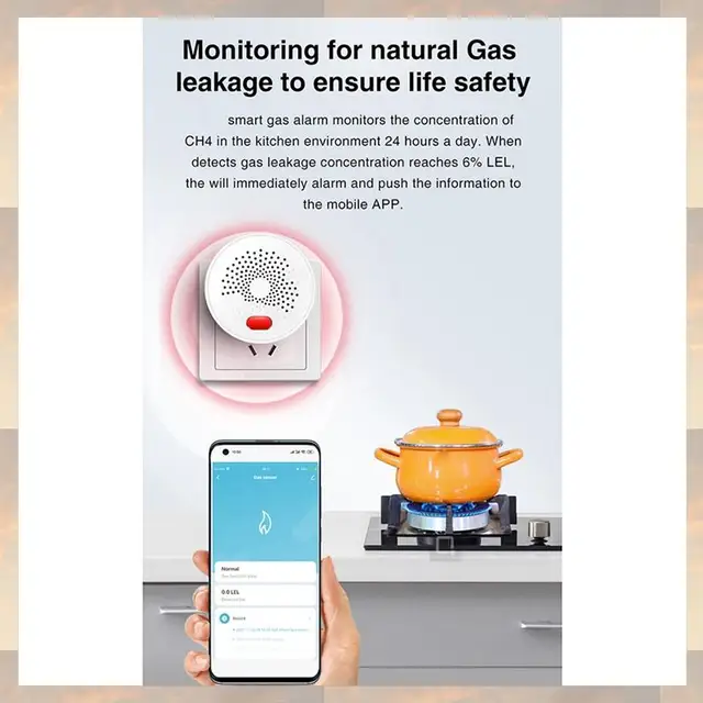 2025 New-Zigbee Natural Gas Sensor Combustible Household Smart LPG Gas Leakage Alarm Detector Fire Security Protection EU-PLUG 4