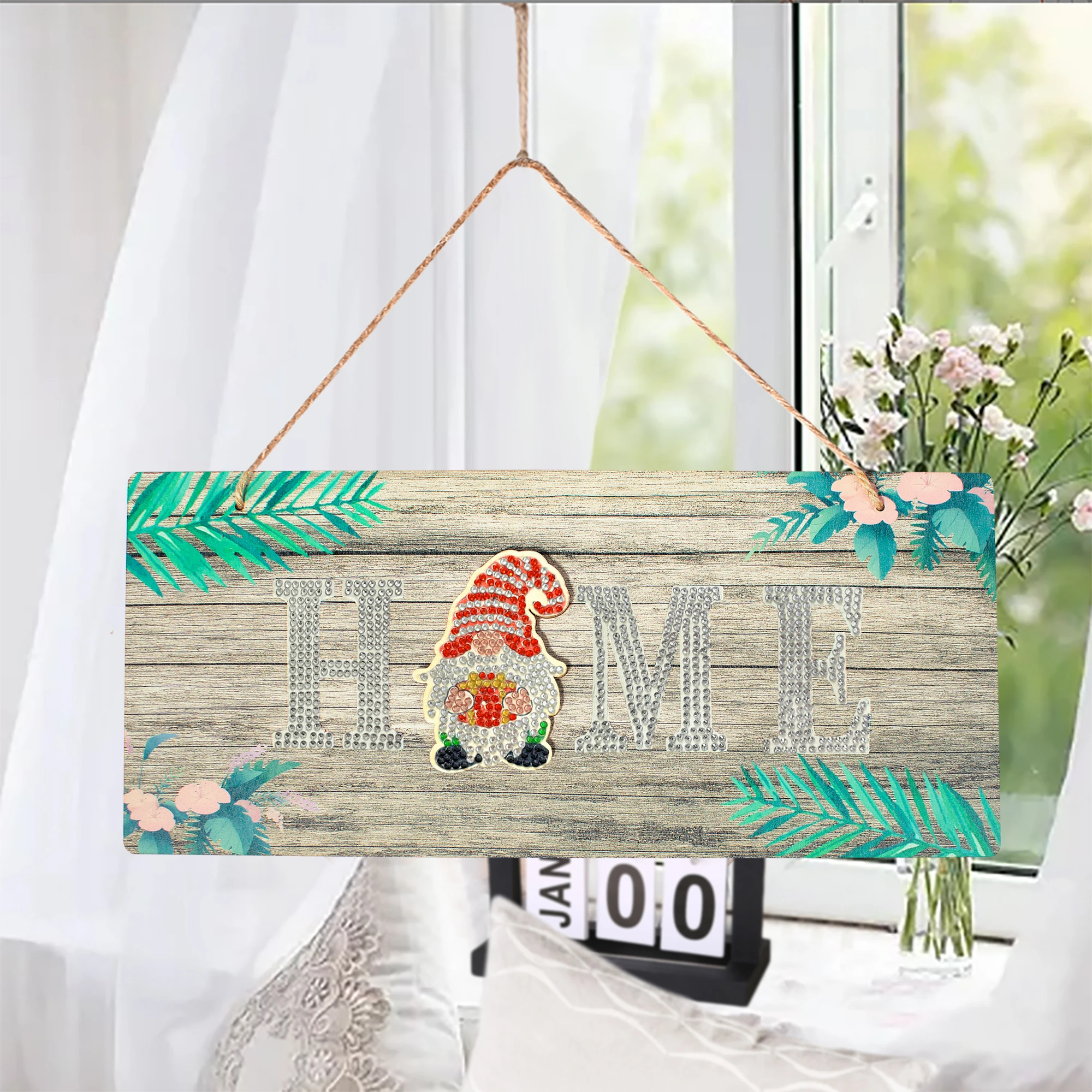 8pcs/set DIY Diamond Art Interchangeable Welcome Sign Wood Crystal Rhinestone Gnomes Diamond Painting Welcome to Our Home