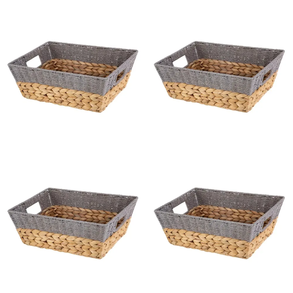 Small Water Hyacinth Storage Box with Hinged Lid