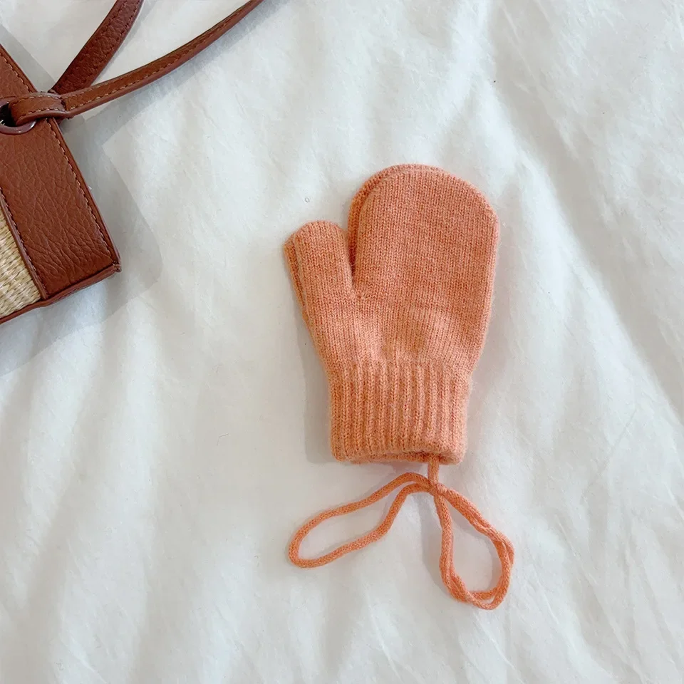 Wool Baby Winter Gloves Candy Color Halter Kids Mittens for Children Girls Boys Accessories Warm Knitted Kids Gloves 1-4Y 6