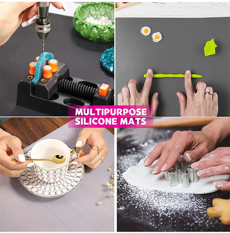 1mm Large Silicone Mat Placemat Vinyl Table Mat Heat Insulation Anti-Slip  Washable Kitchen Dining Dish Countertop Protector Pad