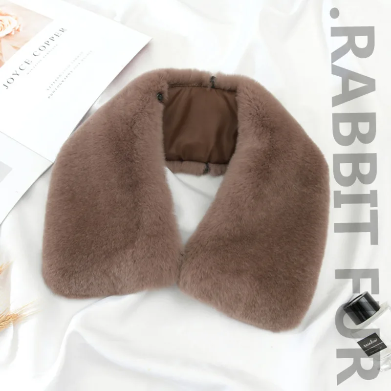 Real Rex Rabbit Fur Collar Square Collar Black Fur Collar  display picture 2