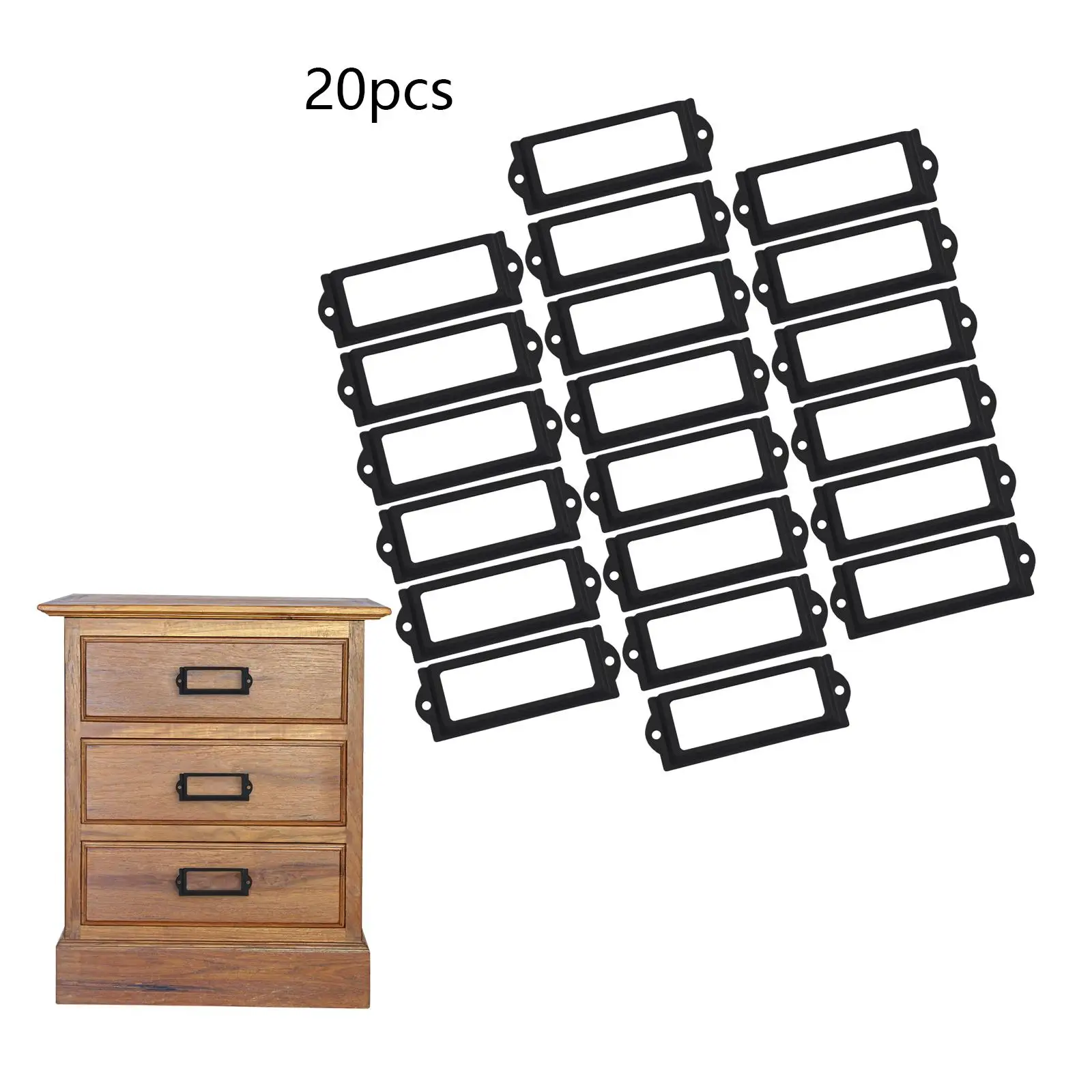 20x Office File Label Holder, Metal Frame Handle, Drawer Tag Pull Name Card Tag Hardware Accessories - 4