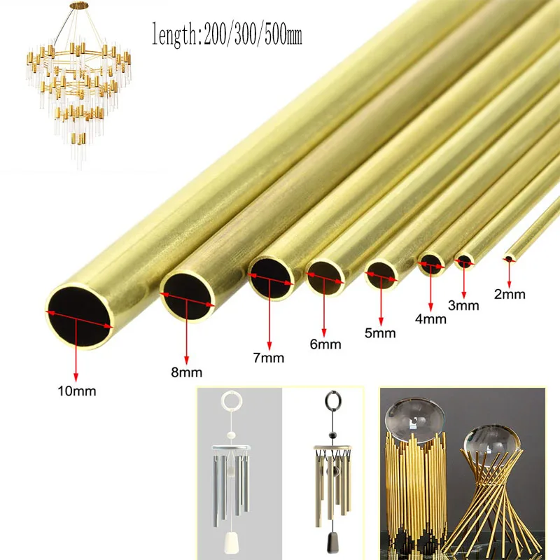 황동 튜브 DIY 파이프 원형 직경 2, 3, 4, 5, 6, 7, 8, 9, 10, 12, 14, 16, 18, 길이 200mm, 300mm, 500mm, 1 개 황동 튜브 절단, 20mm