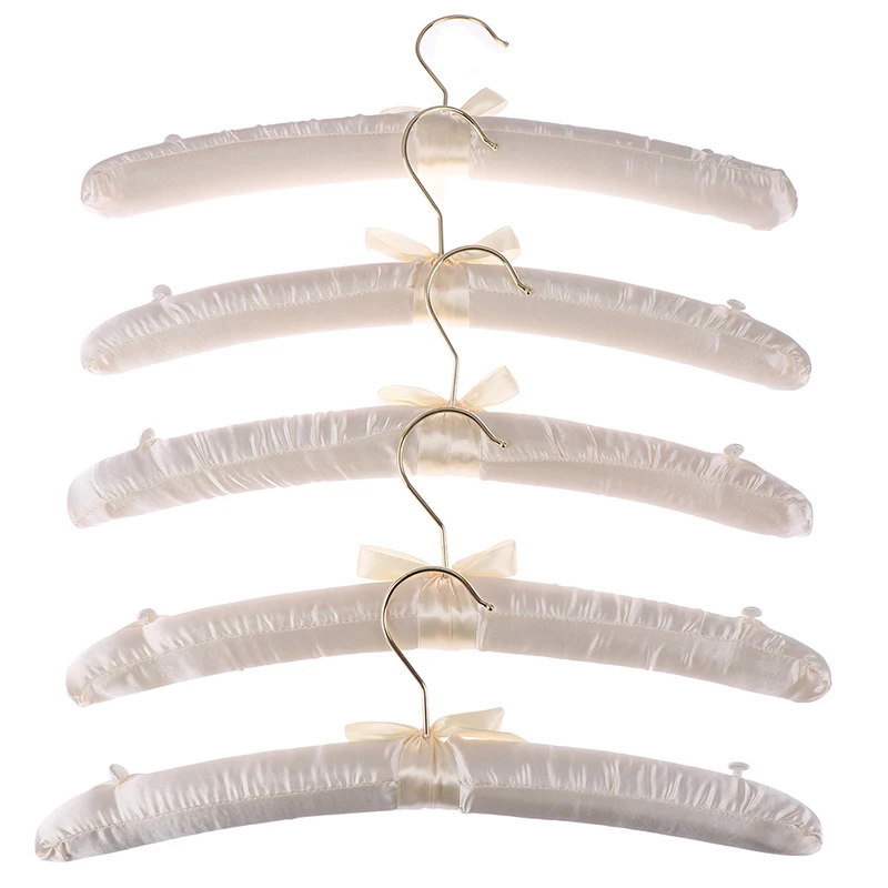 실크 원단 행어 브레이스 화이트 후크 단추, 미끄럼 방지 행어 웨딩 드레스, 의류 행어, 38cm, 5 개