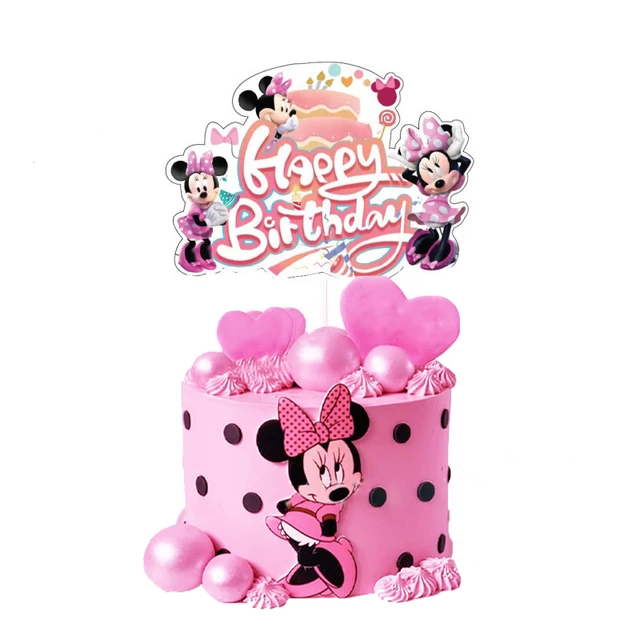 1pc Disney Minnie Mouse party cake topper decor girl favor cake topper  birthday party decor baby