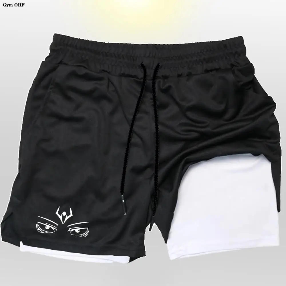 Anime Men's Sport Shorts Cool Sportswear Double-Deck Running Shorts Summer 2 In 1 Bottoms Fitness Training Jogging Short Pants 6