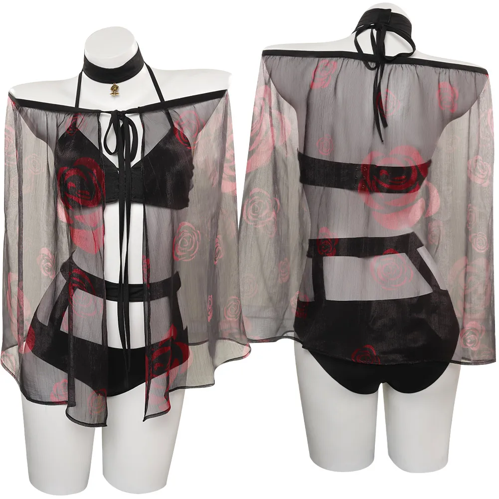 

SPY Cos FAMILY Yor Forger Cosplay Costume Women Swimsuit Bikini Tops Shorts Cloak Halloween Carnival Party Role Disguise Suit