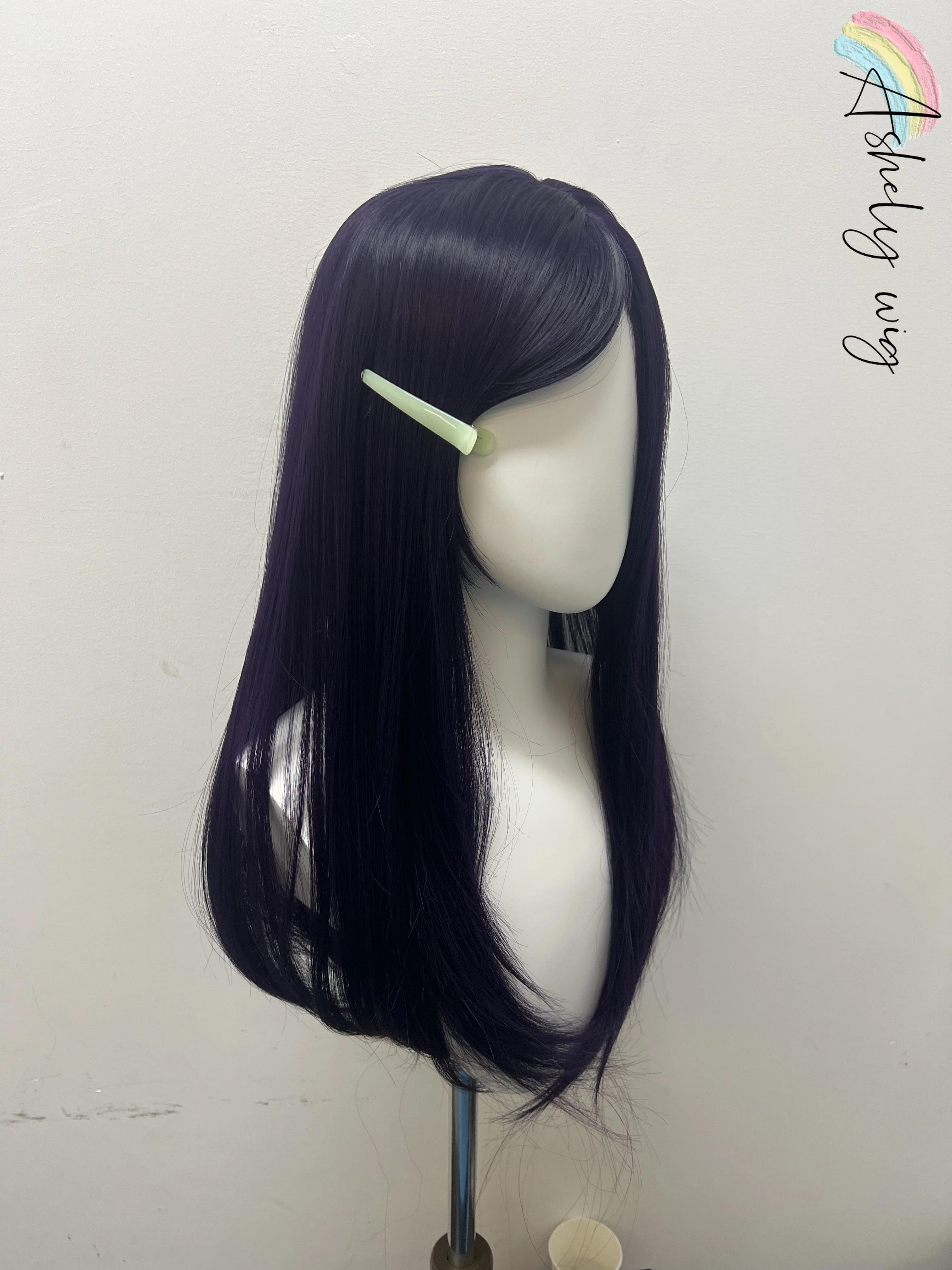 Starfire Cosplay Wig Dark Purple Wig 24inch Straight Hair Natural Headband Wigs High Temperature Fibers Synthetic Hair Wigs