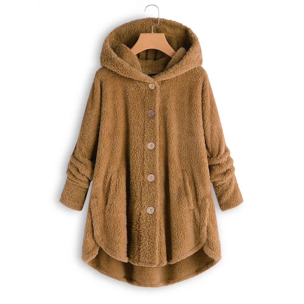 

Women's Medium Length Plush Coat Thickened Plush Coat with Front Pockets for Wife Mother Daughter Friends