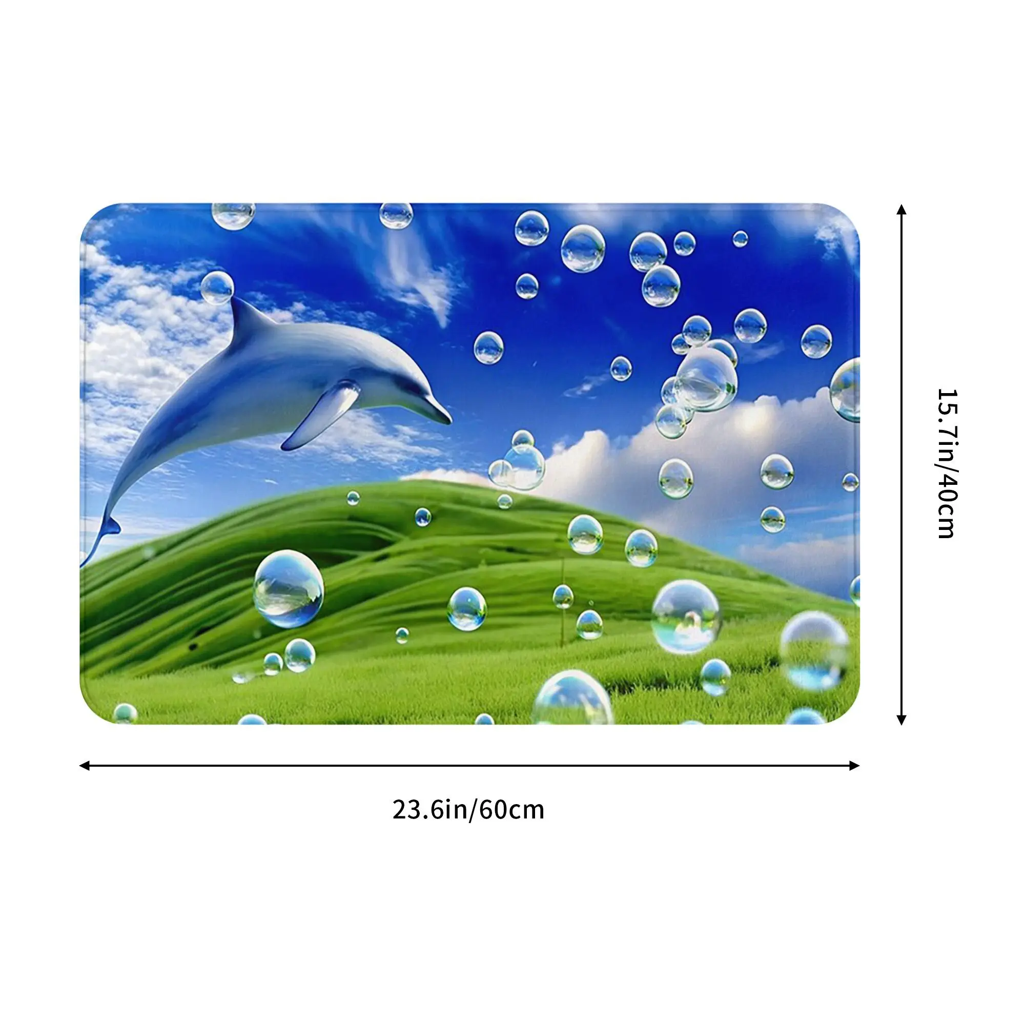 Frutiger Aero Dolphin and Mountains and Sky 미끄럼 방지 도어매트 바닥 매트 주방 입구용 러그 홈 침실 발판 매트
