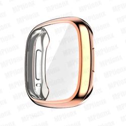 Premium Plated TPU Screen Protector and Bumper Cover - Fitbit Sense 2 (Rose Gold)