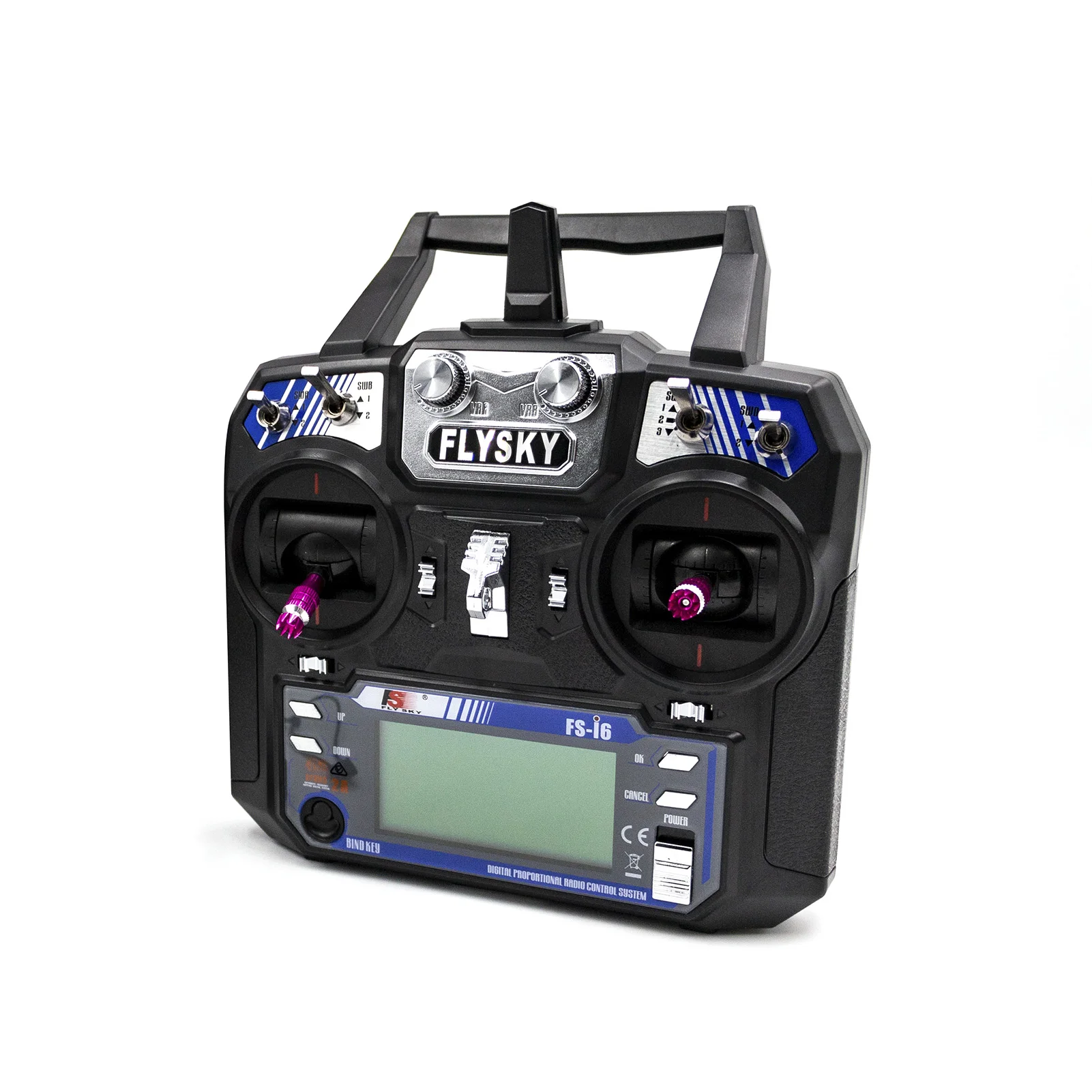 Radiocommande 6CH 2.4GHz avec récepteur, poignée ergonomique et antenne repliée pour hélicoptère RC.