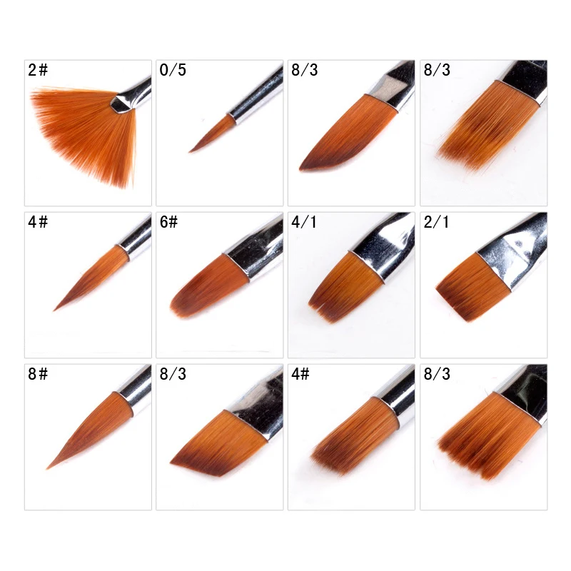 12 Pcs/Set Professional Paint Brushes Acrylic Watercolor Oil Painting Brush Round Pointed Tip Nylon Hair Acrylic Brush Drawing