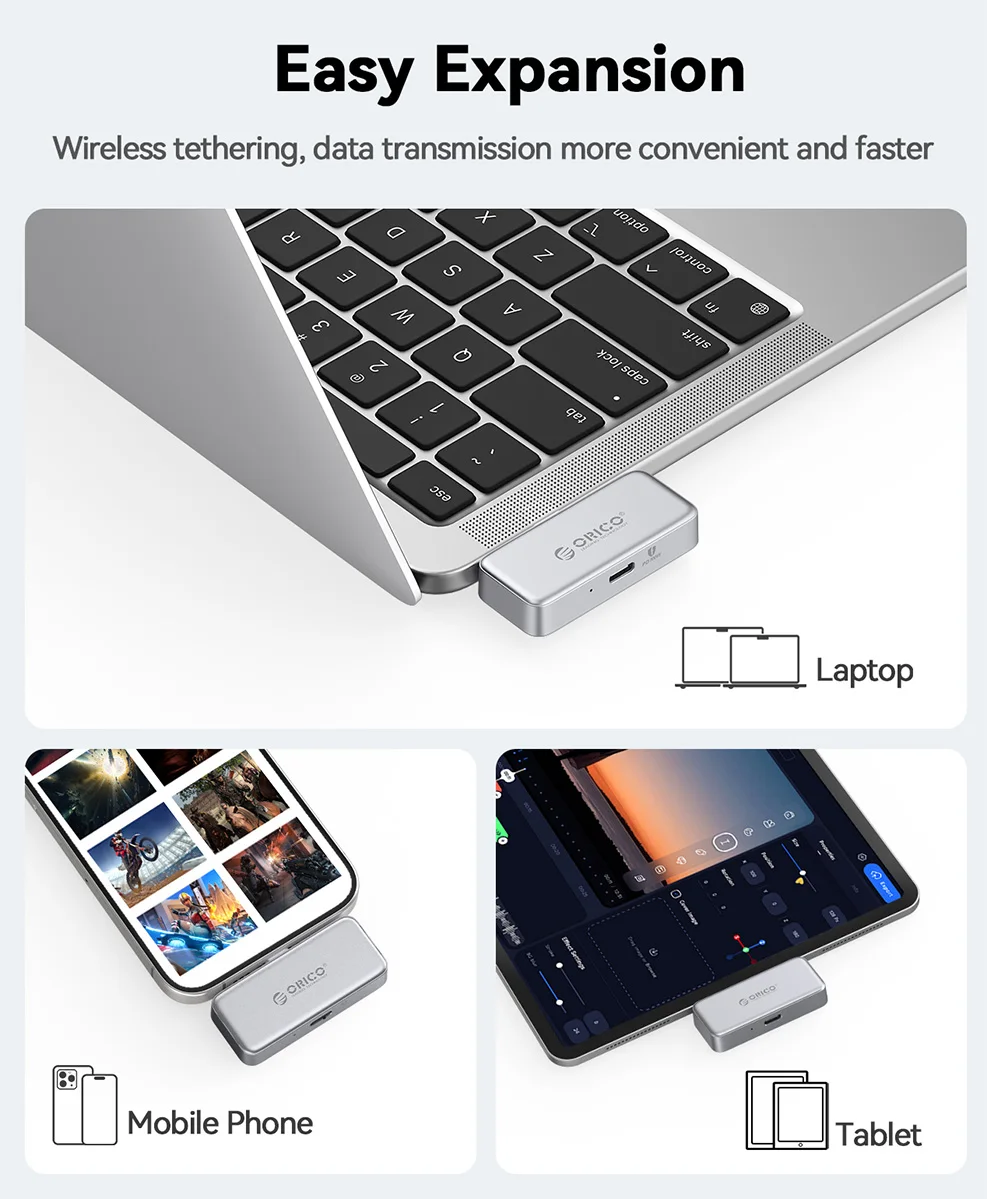 ORICO 미니 휴대용 SSD 256GB 128G 외장 하드 드라이브 PD 100W Type C 180MB/s 플래시 드라이브 백업 저장소 (아이폰, PC, 태블릿 S5용)