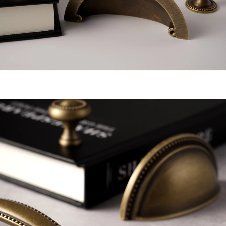 antique brass cabinet pull shell design