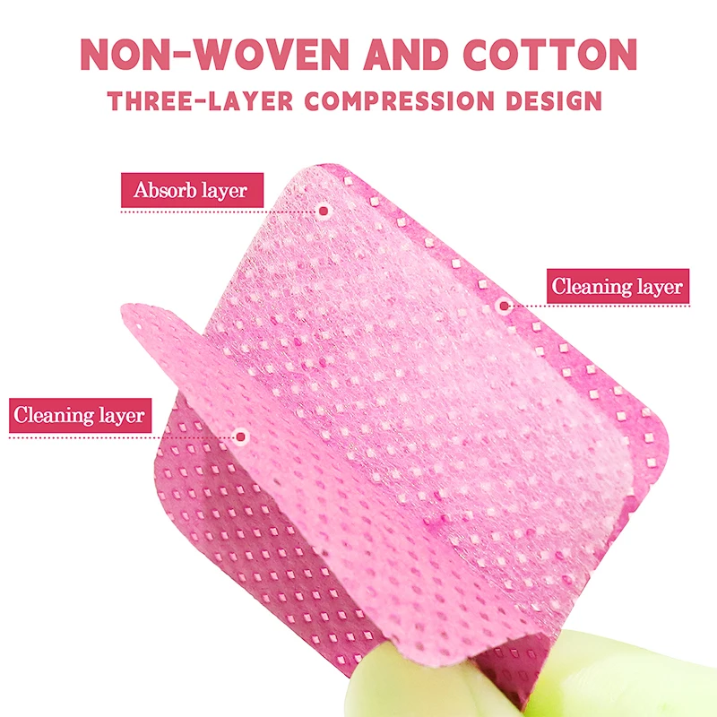 Nail Polish Remover 200Pcs/Box Lint Free Nail Wipes Eyelash Extension Glue Wipes Cleaner Cloth Non-Woven Fabric Nail Gel Polish Remover Cotton Pads