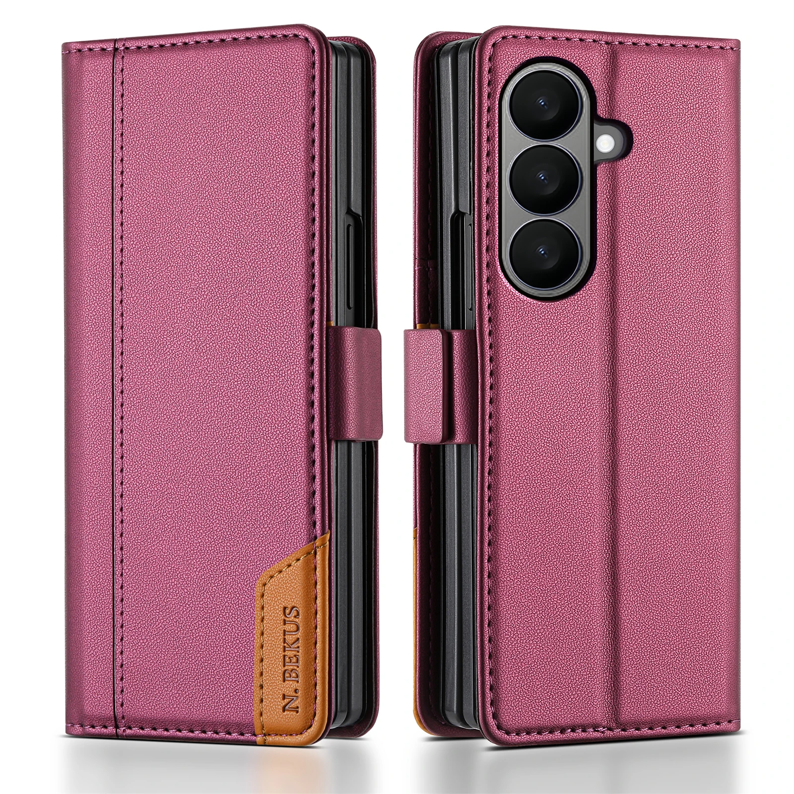Leather Magnetic Flip Wallet Phone Case with RFID Protection