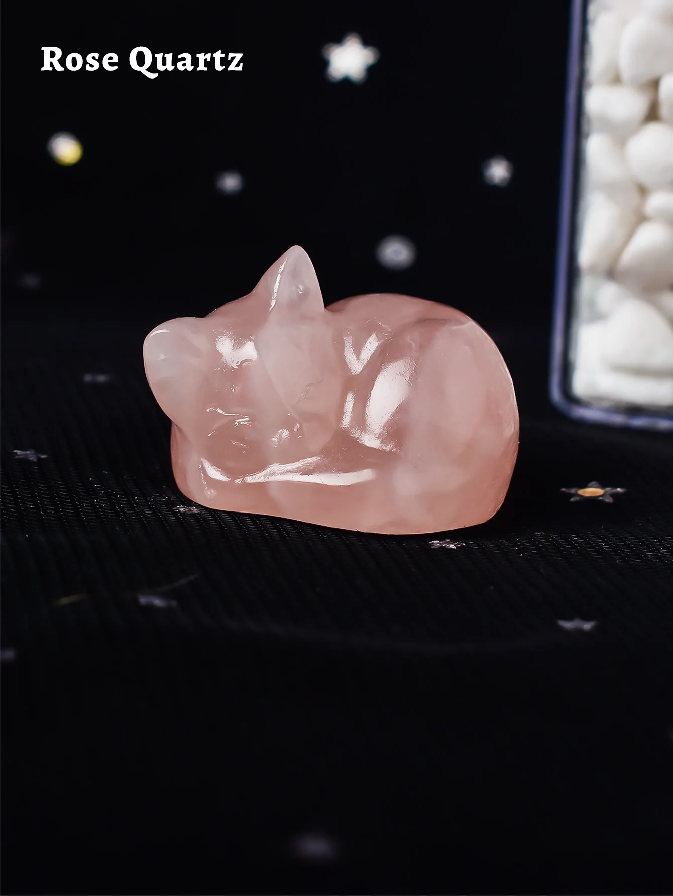 thumbnail image 1 of 1 pieza de piedra natural para dormir, figura curativa tallada con forma de gato, piedras preciosas de Reiki, artesanías, decoración del hogar, regalo para niños DIY, 1 of 5