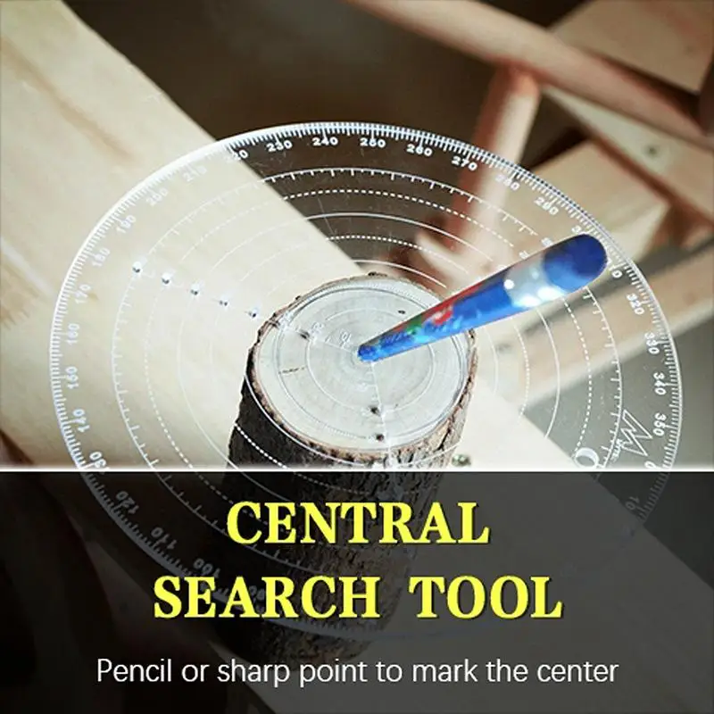 〔CC55〕20CM/7.87IN Round Center Clear Plastic Finder Lathe Work Compass Circle Gauge Processing Tools For Wood Turning Drawing