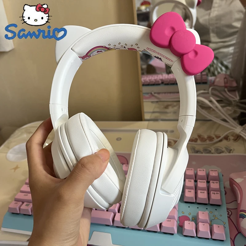 

Hello Kitty Razer Genuine Luminous Headphones Headset Cat Wireless Bluetooth Headset Trendy Music Phone Computer Microphone Gift