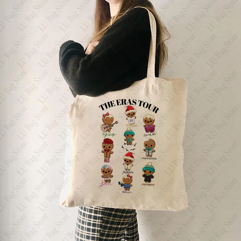 

The Eras Tour Taylor's Version Cute Pattern Tote Bag Album Music Canvas Shoulder Bag Women's Shopping Bag Best Gift for Swiftie