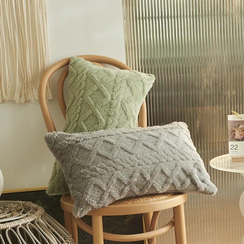 

Jacquard Plush Pillowcase Geometric Design Pillow Cushion Cover Solid Color Living Room Sofa Pillow Case Home Decor 30*50cm
