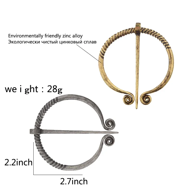 Ancient Bronze Silver Color Pin Belt Nordic Buckles Brooch Buckle Cloak Cloak Button  Medieval Viking Jewelry Gift for Men